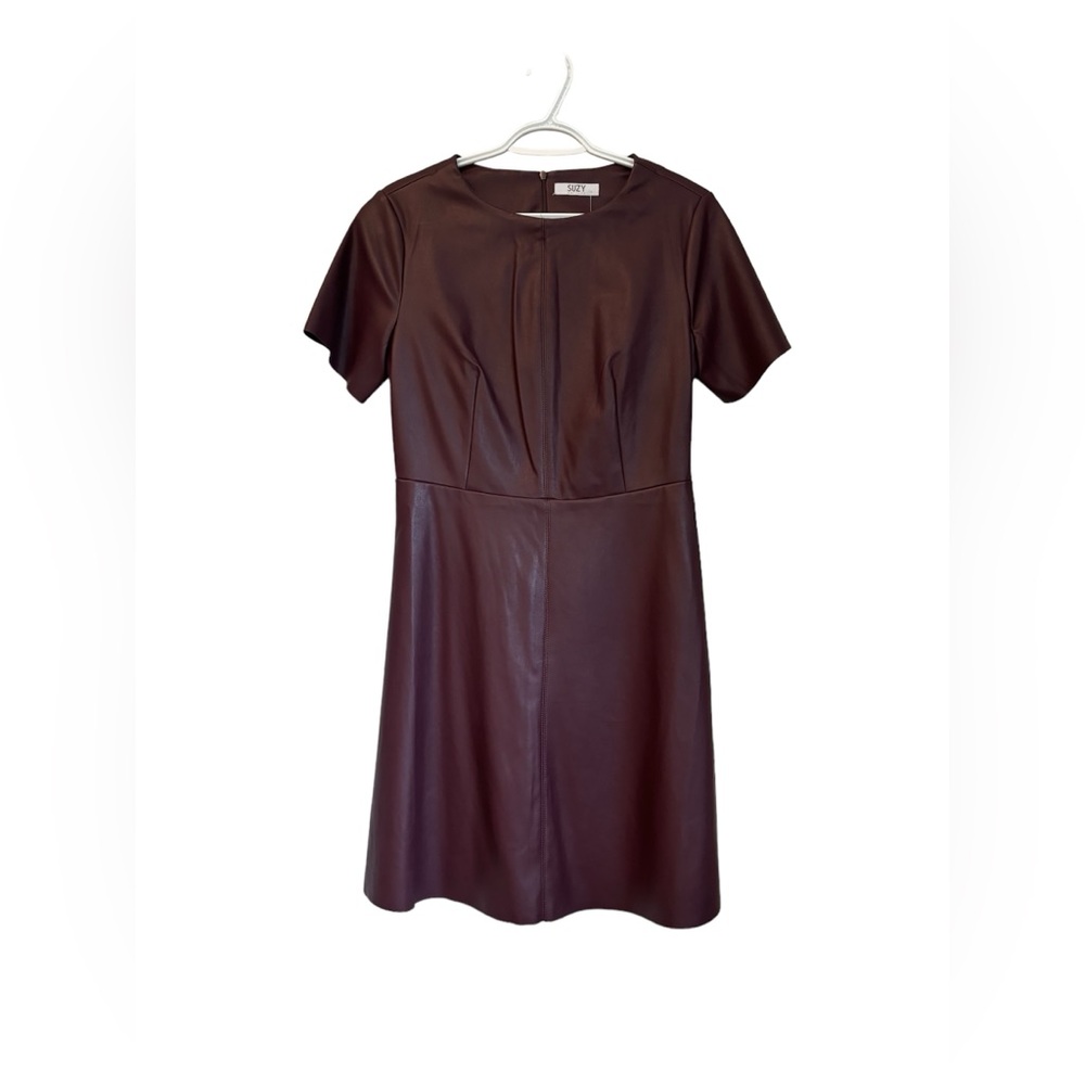 Suzy Shier Faux leather burgundy dress Size Small NWT